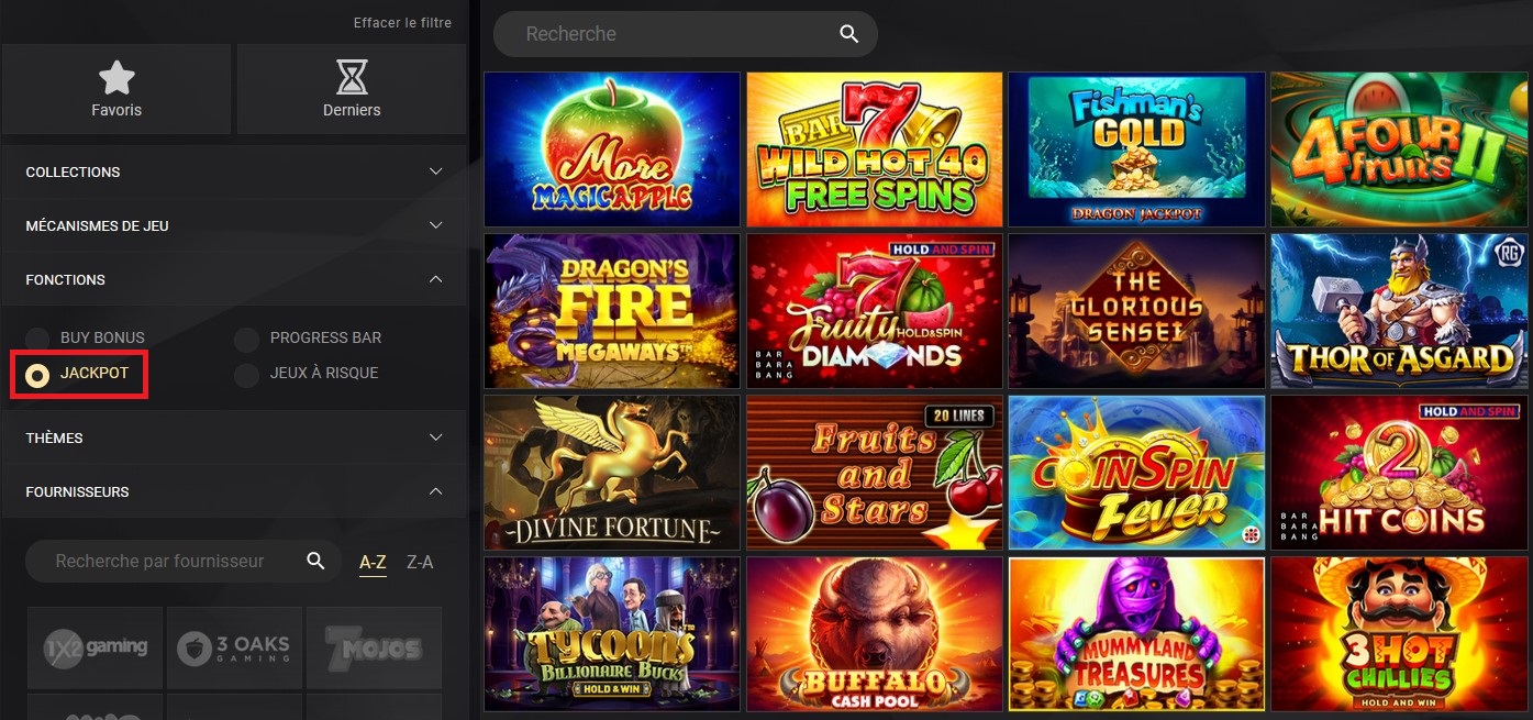 Machines à sous avec jackpot 1xslots